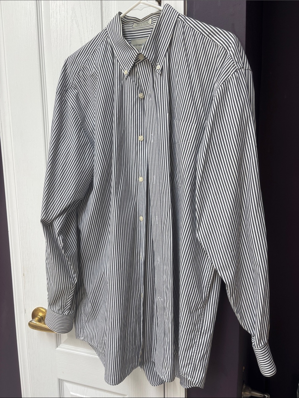 Cutter & Buck Navy and White Vertical Stripe Dress Shirt